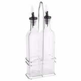 (6 pcs) Cruet Set - 500ml - Stainless steel stand - Glass - with pourer spout included