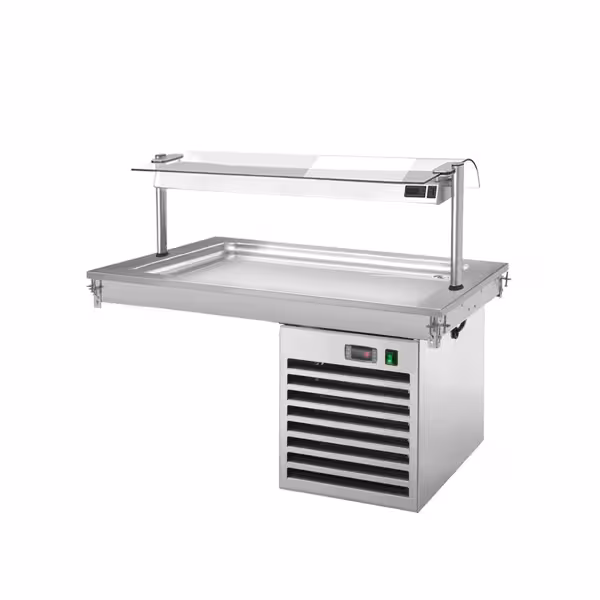Upotettava kylmälevy - 1000 mm - +2–+8 °C - 3 x GN 1/1 - 350 W - yksipuoleinen lasisuoja