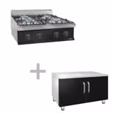 Cocina a gas - 23kW - 4 fuegos - con subestructura con 2 puertas