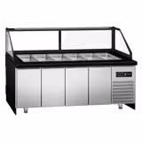 Saladette TORONTO - 2550mm - puinen etupaneeli - 4 ovea - 6x GN 1/1-astialle - musta graniittityötaso