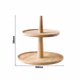 Etagere / Buffet Stand - VALO - with 2 shelves - Oak - Brown - round - Height: 280mm