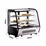 Vitrina refrigerada de sobremostrador - 120 litros - 696mm - doble cristal - cristal curvo - con 2 estantes - 2 puertas correderas traseras