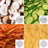 Tagliaverdure elettrico professionale - 735W - con kit 4 dischi da taglio/grattugia - acciaio inox