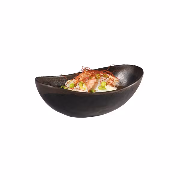 (6 pieces) Bowl - MARONE - Melamine - 0,25 Liter - 165x100mm - Black/Brown