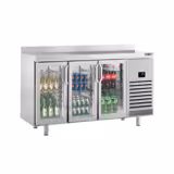 Tavolo refrigerato PREMIUM PLUS - 1960x700mm - 465 L - 3 Porte in vetro, alzatina