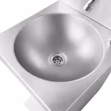 Lavamanos integral - acero inoxidable - con pedal, grifería con agua fría&caliente, dispensador de jabón de acero inoxidable, dispensador de toallas de papel, peto trasero