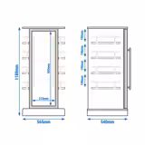 Display Fridge - 565mm - 75 Litres - with 1 hinged glass door - LED lighting - digital controller with temperature display - Temperature range 0 to 6 °C