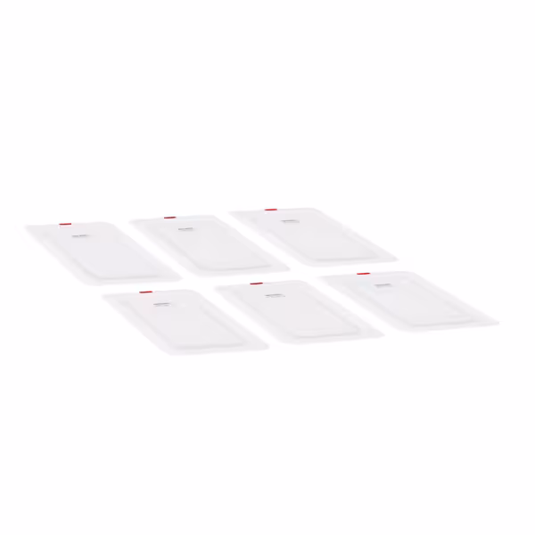 (6 Stück) Polypropylen-Deckel GN 1/4 - Milchig - mit 24 Codierclips