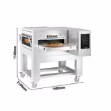 Gas doorloop pizzaoven - 1680x2180mm - 230V - Touchscreen - Bandbreedte: 800mm - tot 350°C - incl. onderstel, wielen