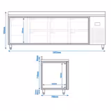 Koelwerkbank PREMIUM PLUS - 2452x700mm - met 1 deur - met 6 lades - met opstand