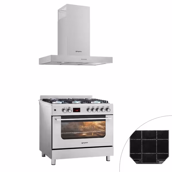 Commercial Gas Cooker – 5 Burners (13.45 kW) – 900 mm – with Electric Oven (3.23 kW)