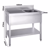 Mesa com pia de lavagem com base PREMIUM - 1,0 m - 1 pia à direita C 50 x L 50 x P 30 cm