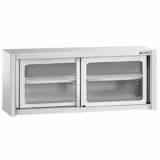 Stainless steel wall-mounted cabinet - 1600x400mm - with glass sliding door - 650mm high