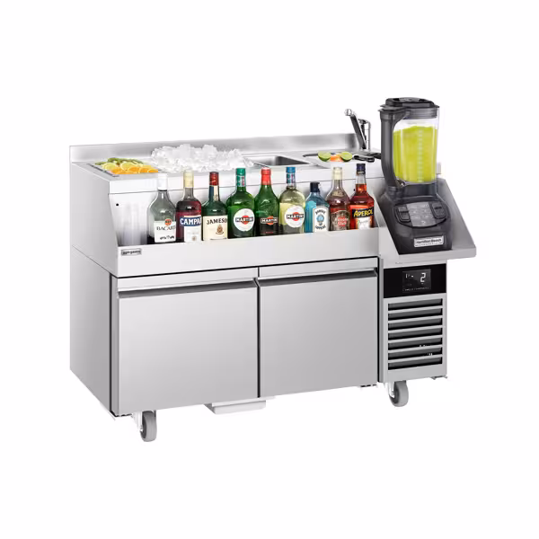 Cocktail voorbereidingstafel - werkbankmodel - 1200mm - 150L, 2 lades & 230V stopcontact