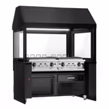 Commercial Gas Chargrill TORONTO - 1900mm - 20.8kW - 880mm Deep - 8 Grill Grids - Cast-Iron Cooking Grids - Wood-front Fascia - Black Granite Worktop - Tempered Glass Heat Guard