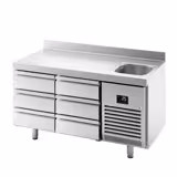Table réfrigérée Premium PLUS - 1468x600 mm - avec 1 bac, 6 tiroirs - avec dosseret