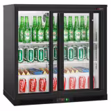 Blat de bar - 0,9 m - 220 litri - cu 2 uși glisante și 2 rafturi - negru