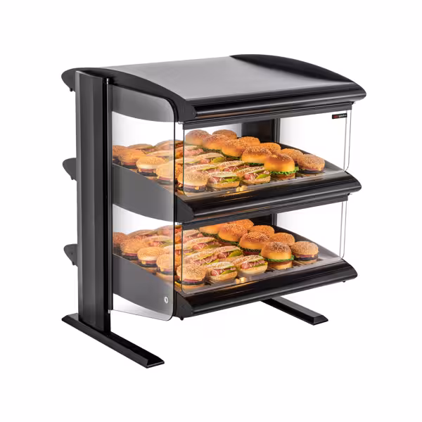 Warmhoudvitrine - 710mm - 1,02kW - 2 niveaus - zwart