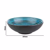 (6 pz) Ciotola - CANCUN - in Melamina - 1L - quadra - 205x205x65mm - impilabile - Blu/Marrone