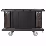 Commercial Housekeeping Trolley - 2 laundry bags, 1 top shelf, 3 bottom shelves - Polypropylene (PP) frame - Black