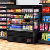 Vitrine murale réfrigérée - Libre-service - 1200mm - 390L - avec 3 étagères - arrière fermé - Noir