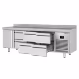 Table réfrigérée Premium PLUS - 2452 x 700 mm - avec 1 porte - 6 tiroirs - avec dosseret