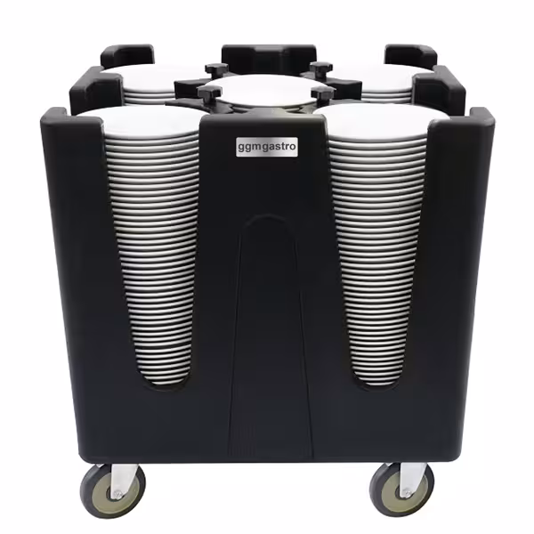 Tellerspender - 720mm - unbeheizt - mit Rollen & 4 verstellbaren Trennwänden - max. 180 - 400 Teller