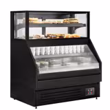 Comptoir vitrine réfrigérée HELSINKI - 1200x800mm - 199L - 4 étagères - +2/+8°C - Portes coulissantes vitrées