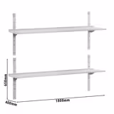 Étagère murale ECO en inox - 1800 × 400 mm - avec 2 étages