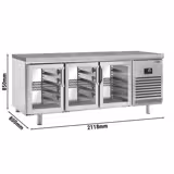 Bakkerij koelwerkbank PREMIUM PLUS - 2185x800mm - 610 liter - dubbel glas - doorgeefmodel - met 6 glazen deur(en) - granieten werkblad