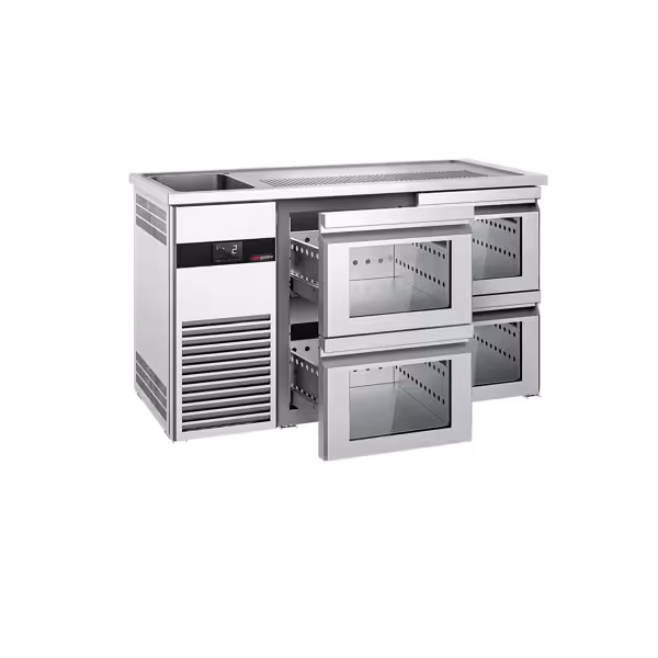 منضدة البار PREMIUM - 1550x700mm - 4 أدراج زجاجية