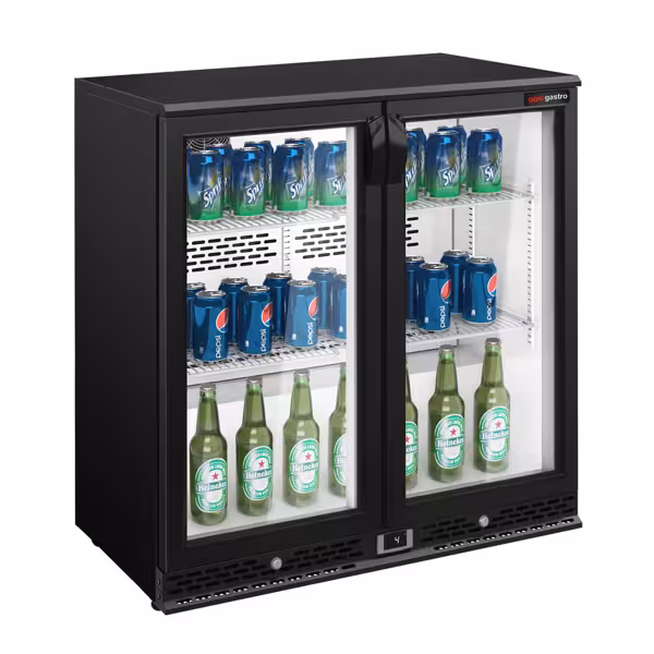 Barski hladnjak - 900 mm - 220 l - s 2 staklena vrata - crna