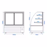 Expositores refrigerados - Bolos e sobremesas - 1,2 m - 3 prateleiras - vidro frontal redondo (LED)
