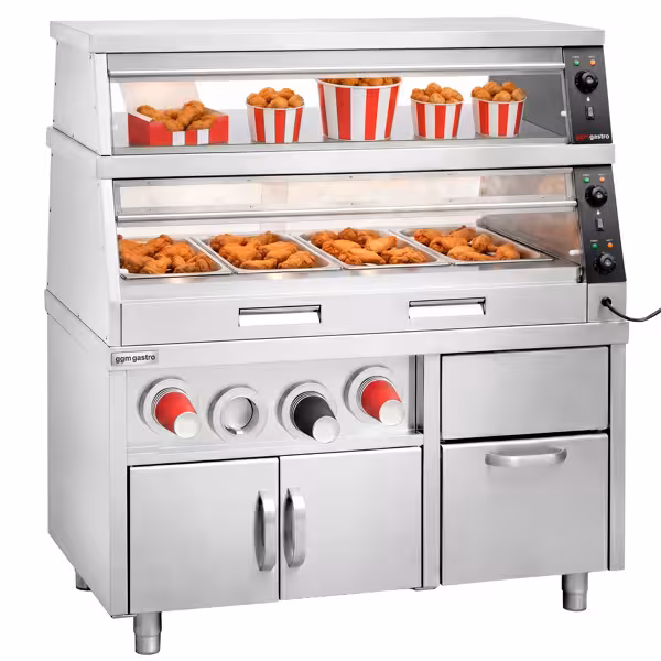 Commercial Heated Display Cabinet – 1500 mm – for 4 × GN 1/1 – Individually Adjustable – 3.5 kW