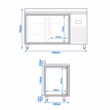 Table réfrigérée Premium PLUS - 1468x600mm - avec 2 portes & avec rebord