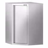 Ruostumattomasta teräksestä valmistettu kulmaseinäkaappi - 700x700mm - saranaovella - korkeus: 1000mm.