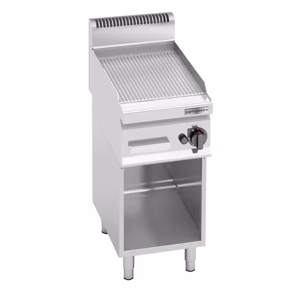 Commercial Gas Griddle - 4.0kW - Ribbed Plate - Cooking area: 296x430mm - on Stand