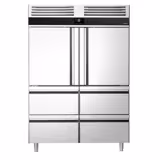 Armoire réfrigérée négative en acier inoxydable PREMIUM - GN 2/1 - 1400 L - avec 2 demi-portes & 4 tiroirs