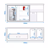 Barkoelkast PREMIUM PLUS - 1950x700mm - 1 deur & 3 laden
