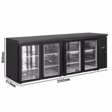 Commercial Back Bar Bottle Cooler ECO - 2542x513mm - 518L - with 4 Hinged Glass Doors - Black