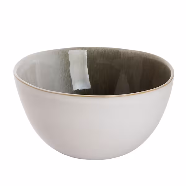(6 pcs) Dessert Bowl - Nordic - Stoneware - 900ml - round - Ø 150mm - Green/White
