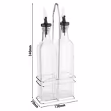 (6 pcs) Cruet Set - 500ml - Stainless steel stand - Glass - with pourer spout included