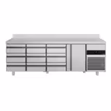 Table réfrigérée PREMIUM - 2330 x 700 mm - avec 1 porte - 9 tiroirs - avec dosseret