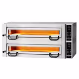 Horno para pizza eléctrico - 2 cámaras - piedra refractaria - 6+6x Ø34cm - 400V - Digital - Táctil - hasta 450°C