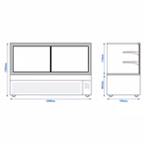 Dik Tip Soğuk Teşhir Dolabı - 725L - 1800mm - Önde kapalı panel & arkada sürgülü cam kapı