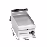 شواية مسطّحة غاز تجارية - 6,90 kW - أملس - مساحة الشواء: 395x500mm