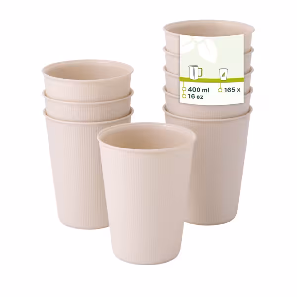 (135 Stück) Mehrweg-Riffelbecher - 400ml - Ø 90mm - Creme-weiß