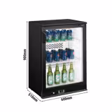 Réfrigérateur bar - 600mm - 125 litres - avec 1 porte battante en verre - Noir