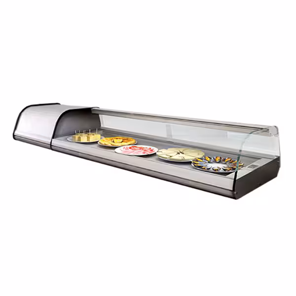 Bordenvitrine (gekoeld) PREMIUM PLUS - 1620x410mm - 6x GN 1/3 - met glasopbouw