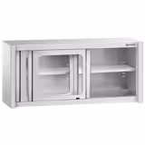Edelstahl Wandhängeschrank - 1400x400mm - mit Glasschiebetür - 650mm hoch